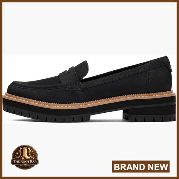 Leather Slip-On Loafers with Rubber Lug Sole for Comfort